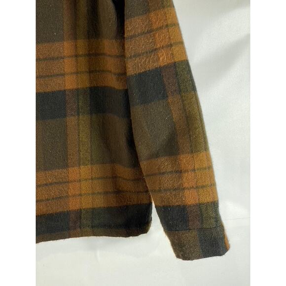 VOLCOM Men's Brown Plaid Workwear Wool-Blend Button-Up Jacket SZ M - Picture 10 of 12